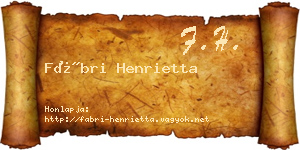 Fábri Henrietta névjegykártya